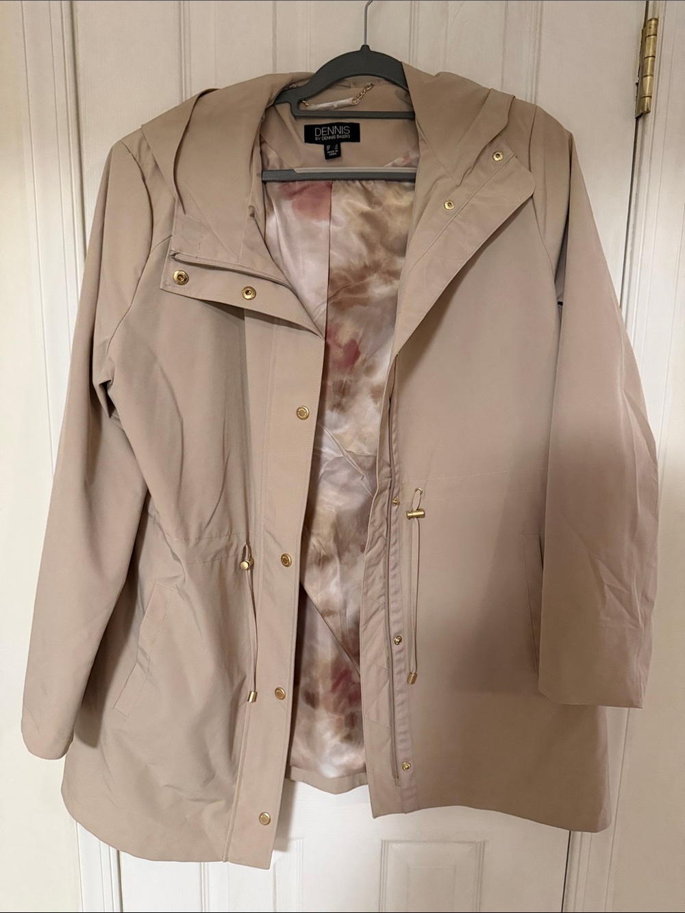 Beige Hooded Rain Jacket